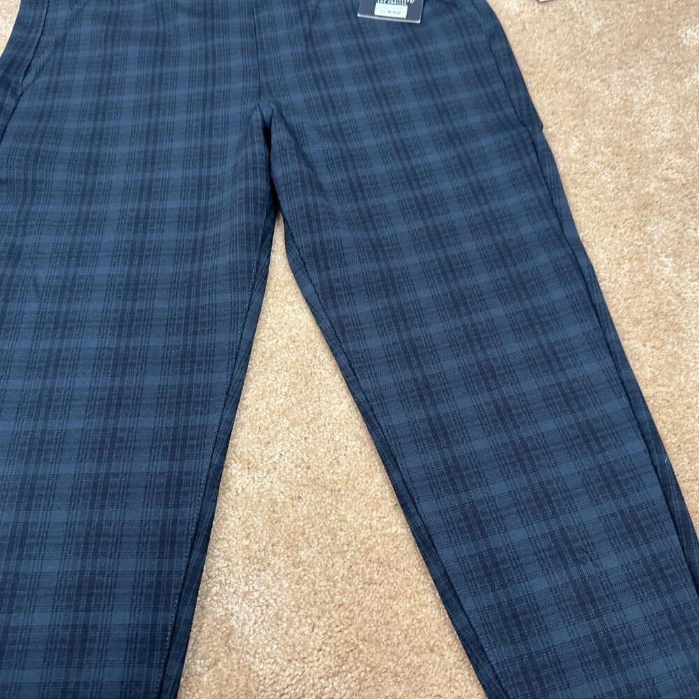 Liverpool NWT Kennedy Printed Skinny Pant Leggings Navy Plaid 14P / 32 Blue - Picture 2 of 8